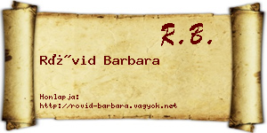 Rövid Barbara névjegykártya