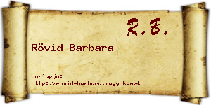 Rövid Barbara névjegykártya